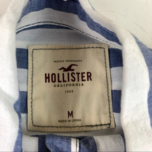 Hollister Cotton Blue Striped Button Up size Medium - Picture 5 of 13